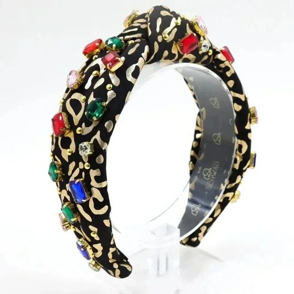 GOLD BLACK MULTICOLOR SPARKLE CRYSTAL KNOTTED HEADBAND - Picture 1 of 2